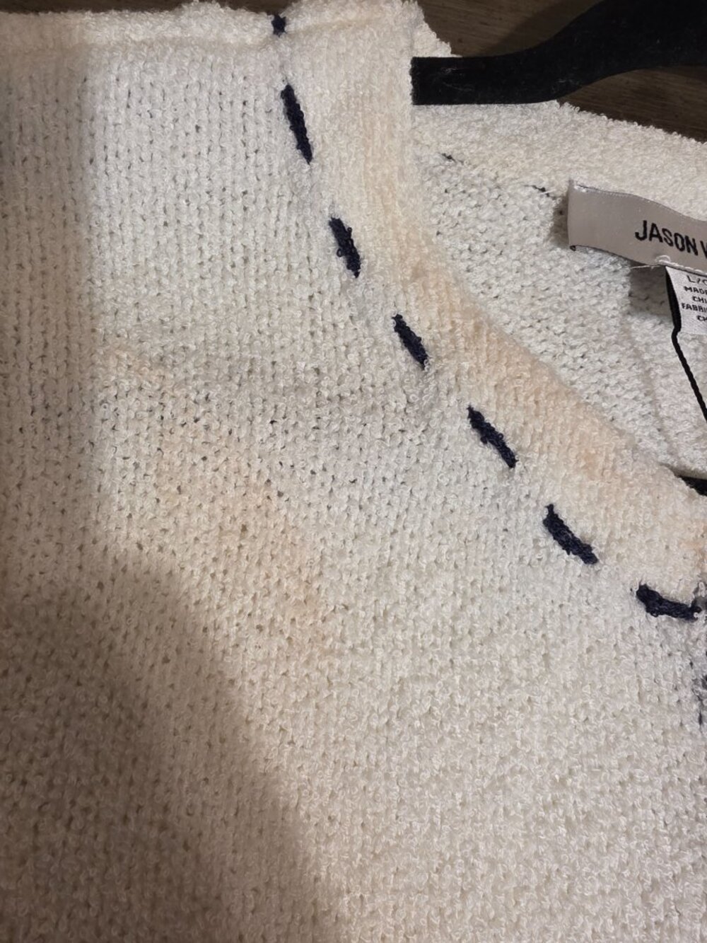 Jason Wu Stitch Detail Short Sleeve Sweater NWT Large Flawed Knit Top Ivory - Picture 11 of 13